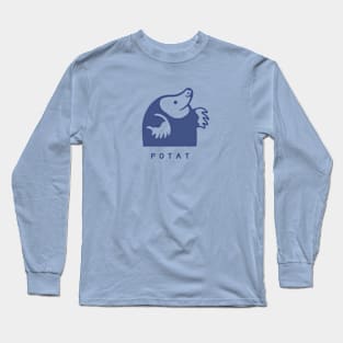 Small chonky mole with round body. Minimal design in blue ink Long Sleeve T-Shirt